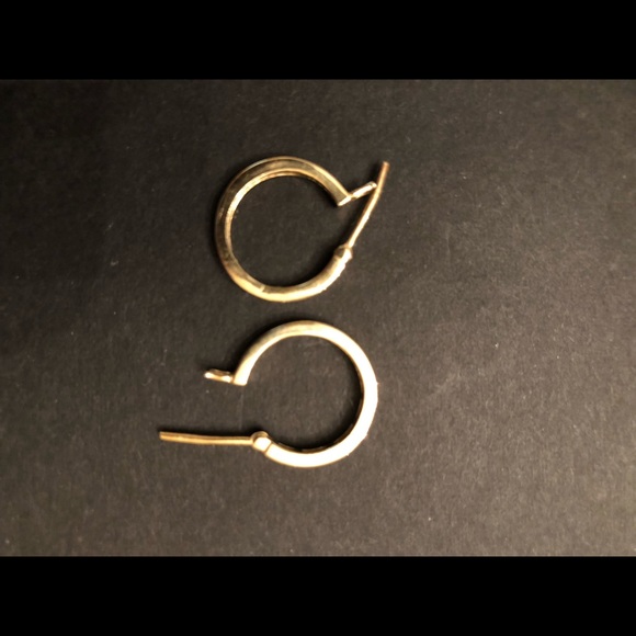 14k yellow gold diamond hoops - Picture 6 of 6